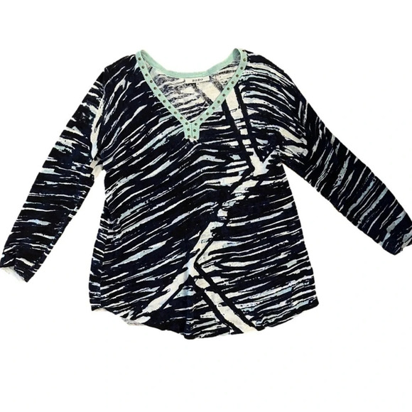 ZOZO Linen Blend Patterned V-Neck Sweater Size M - Picture 3 of 4